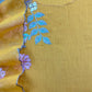 Yellow Pure Mulmul Suit Fabric With Floral Appliqué Work