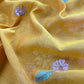 Yellow Pure Mulmul Suit Fabric With Floral Appliqué Work
