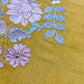 Yellow Pure Mulmul Suit Fabric With Floral Appliqué Work
