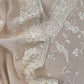 White Summer Spring Mul Chanderi Suit Set With Peacocks And Floral Resham Embroidery