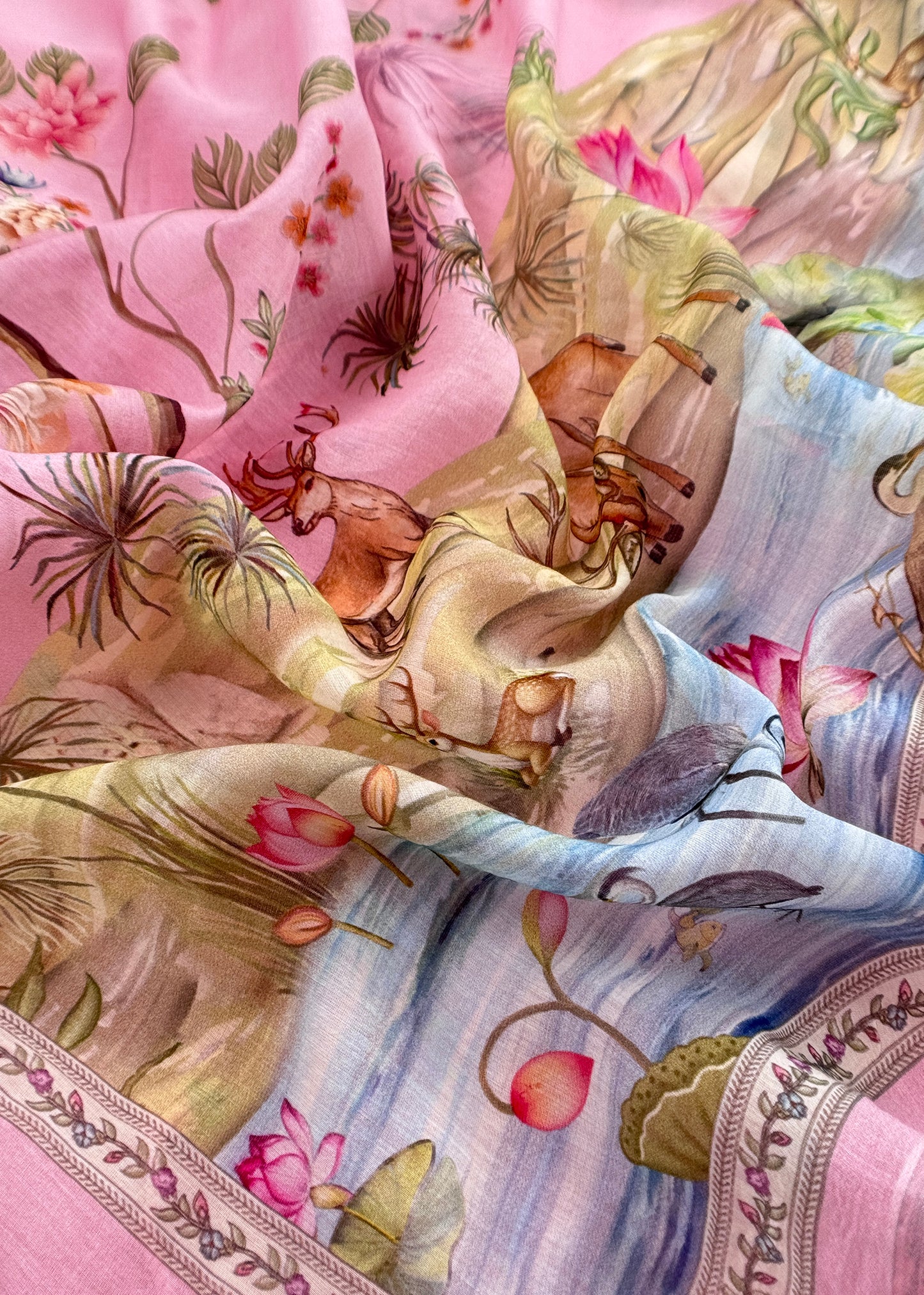 Baby Pink Mulmul Suit With Digital Print Dupatta