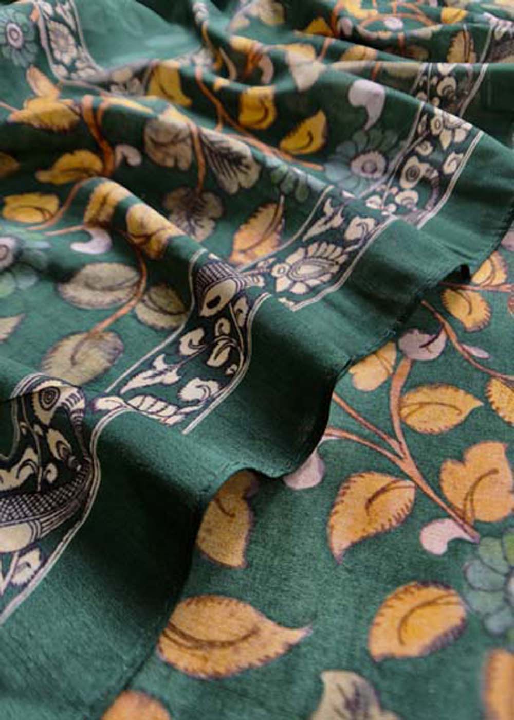 Green Raw Silk Suit In Digital Print