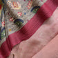 Pastel Pink Tussar Silk Unstitched Suit With Pichwai Dupatta