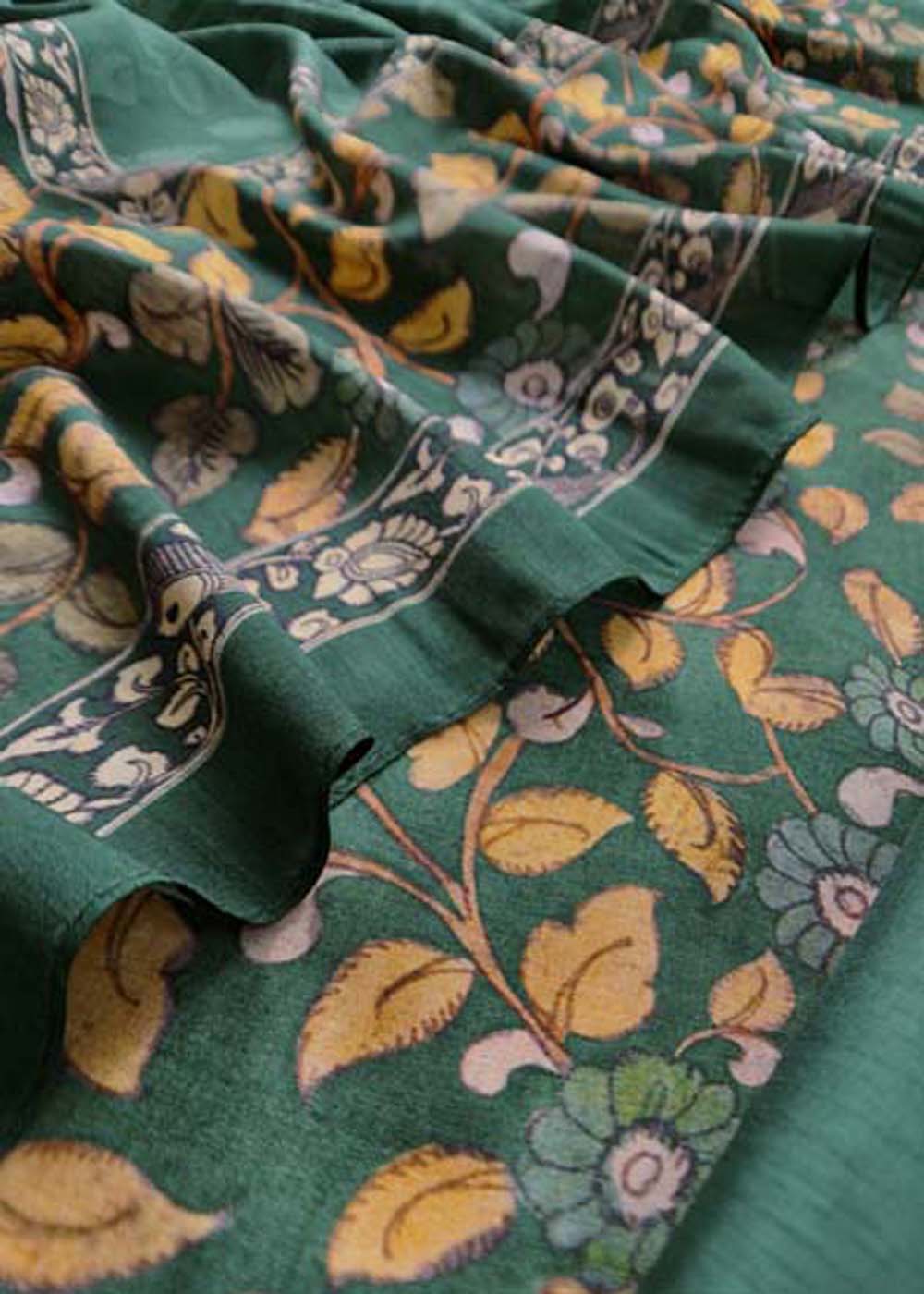 Green Raw Silk Suit In Digital Print