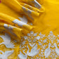 Organza silk suit with flamingo embroidery

