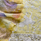 Lemon Yellow Pure Kora Silk Suit With Flamingo Embroidery