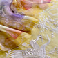 Lemon Yellow Pure Kora Silk Suit With Flamingo Embroidery