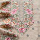 Beige Parsi Thread Embroidery Pure Organza Unstitched Suit With Dupatta