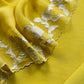 Pea Soup Pure Kora Silk Suit With Dupatta In Applique Work
