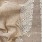 Beige And Orange Cotton Linen Unstitched Suit With Jamdani Weaving