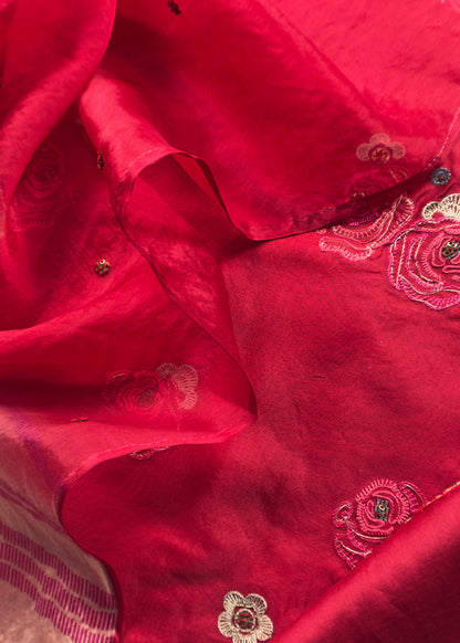 Organza unstitched suit with dupatta

