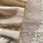 Beige And Orange Cotton Linen Unstitched Suit With Jamdani Weaving