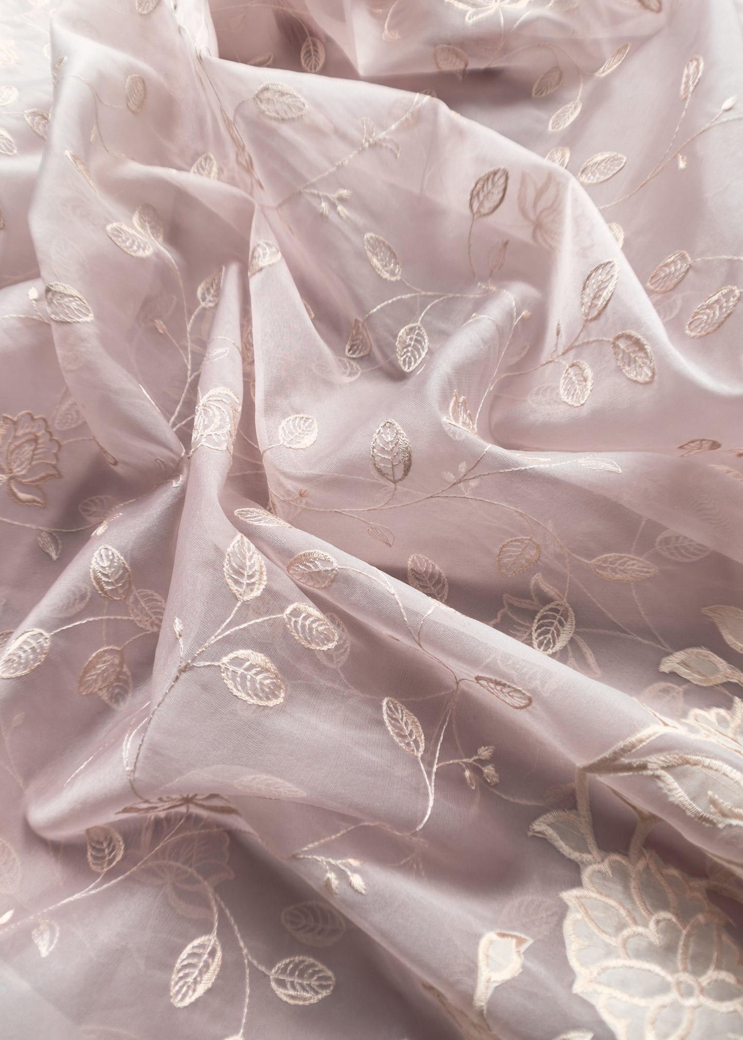 Soft Pink Organza Suit With Appliqué Work And Resham Embroidery