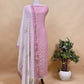 Pink Embroidered Unstitched Mulmul Suit With Scalloped Border