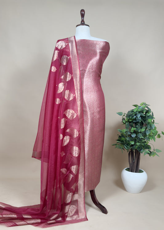 Tissue Silk Kurta With Organza Dupatta