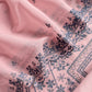 Pink Pure Mulmul Suit With Contrast Floral Thread Embroidery