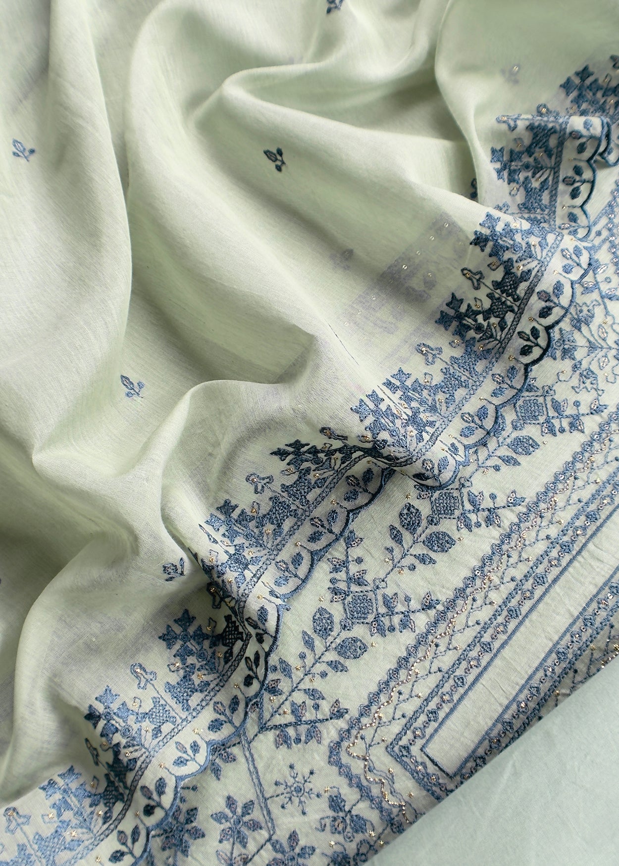 mulmul unstitched suit with dupatta

