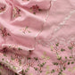 Baby Pink Pure Mulmul Suit Fabric With Floral Resham Embroidery