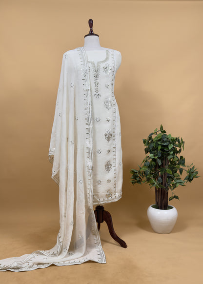 Summer wear suit pure mul chanderi fabric


