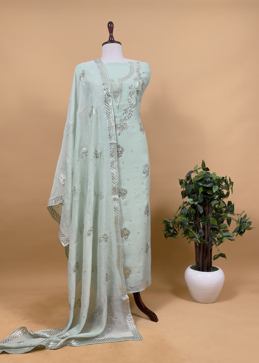 Summer wear suit pure mul chanderi fabric

