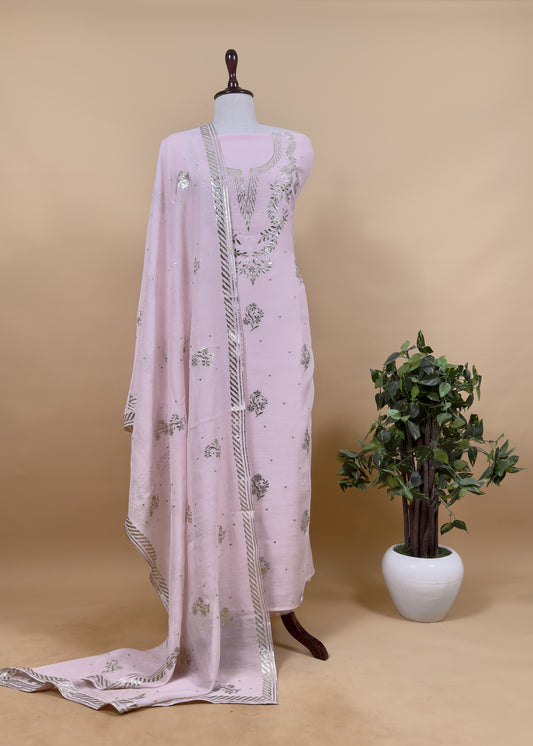 Mul chanderi silk suit gifting for women

