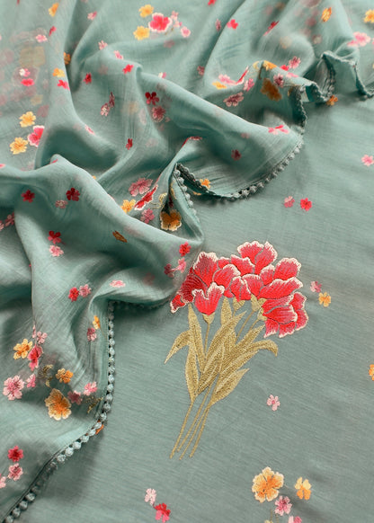 mulmul unstitched suit with dupatta

