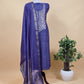 Violet Pure Maheshwari Suit Fabric With Akola Hand Block Print With Gota Patti Embroidery