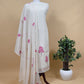 Beige With Pink Pure Cotton Linen Hand Block Print Suit Fabric With Jamdani Weaving