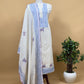Off White With Blue Cotton Linen Suit With Jamdani Weaving