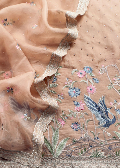 Luxury kora silk suit with Handwork