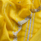 Luxe Yellow Handloom Organza Silk Unstitched Suit Fabric With Sequin Hand Work
