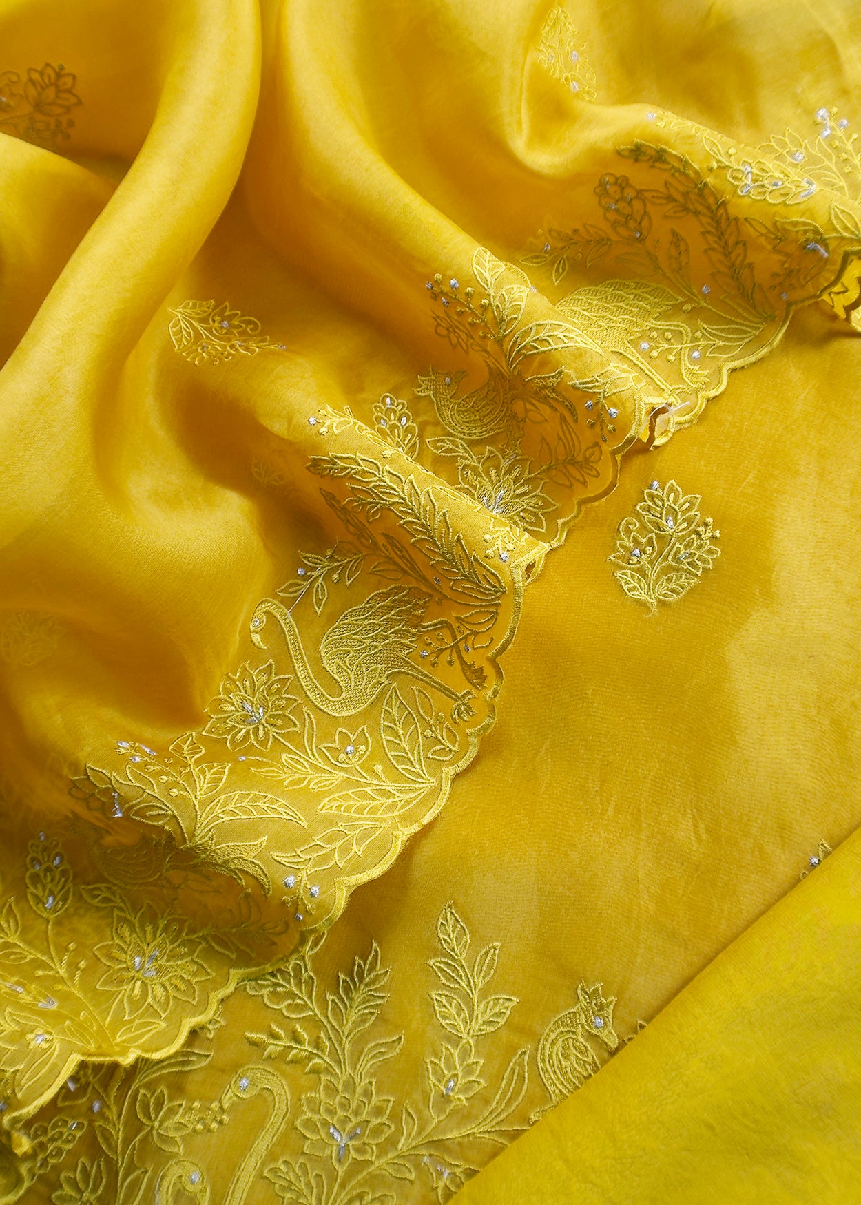 Pure organza suit with parsi thread embroidery

