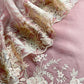 Pink Handloom Kora Silk Suit With Parsi Embroidery