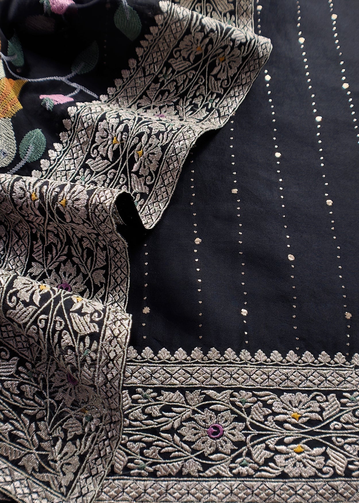 Indian ethnic wear raw silk suit with organza dupatta

