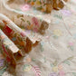 Beige Parsi Thread Embroidery Pure Organza Unstitched Suit With Dupatta