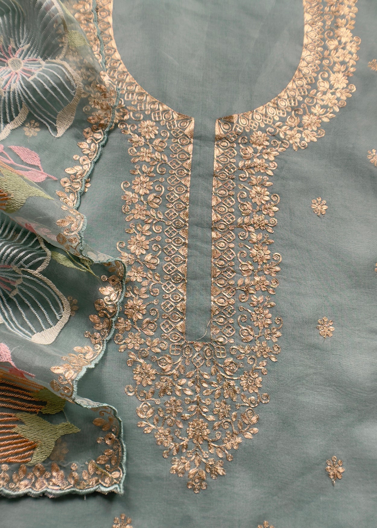 Luxury kora silk suit with embroidered