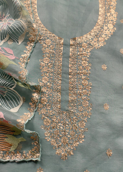 Luxury kora silk suit with embroidered
