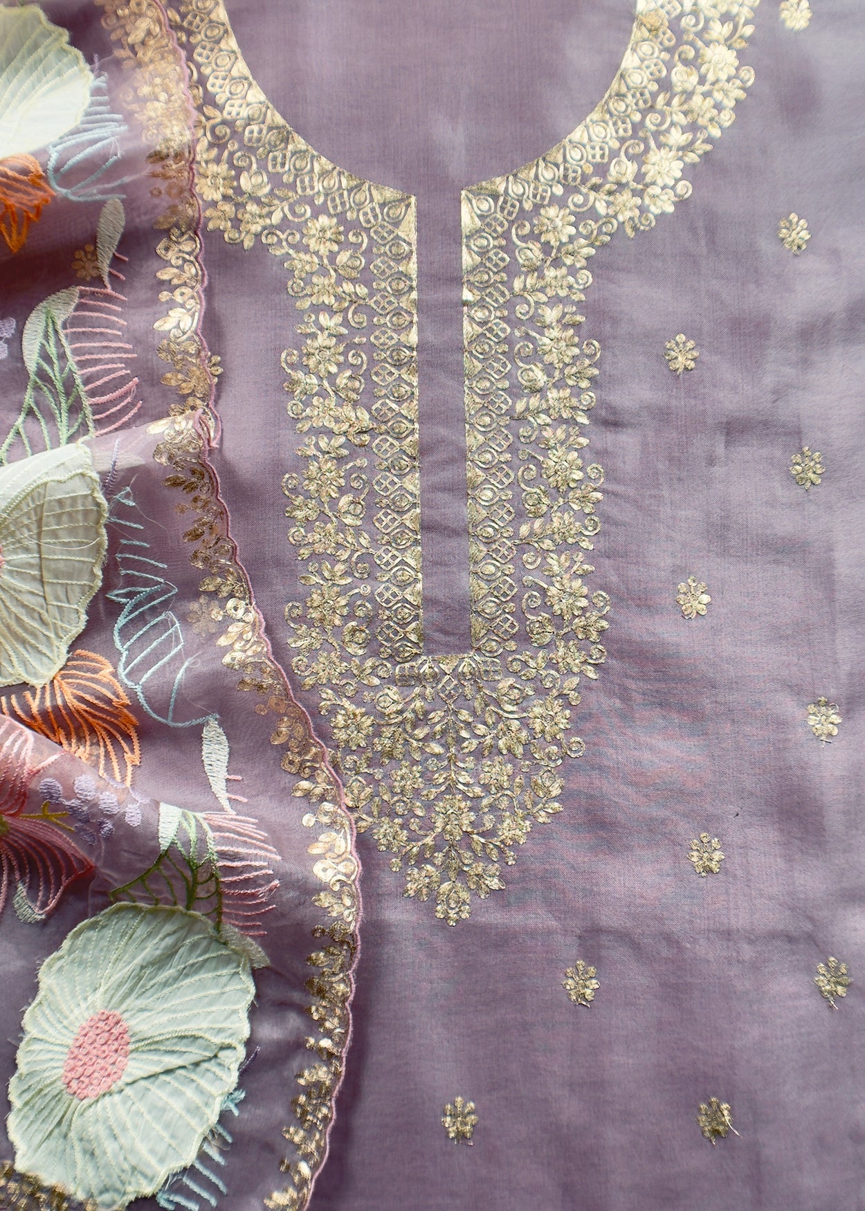Luxury kora silk suit with embroidered

