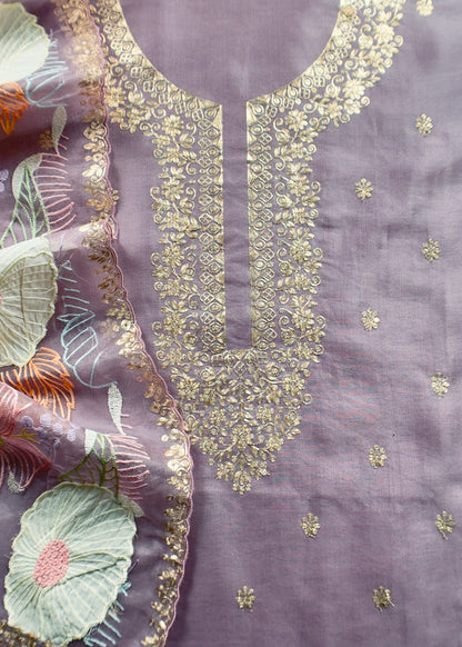 Luxury kora silk suit with embroidered

