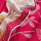 Red Pure Cotton Suit With Bandhani Floral Applique Work