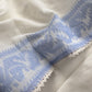 Off White With Blue Cotton Linen Suit With Jamdani Weaving