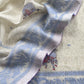 Off White With Blue Cotton Linen Suit With Jamdani Weaving