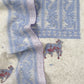 Off White With Blue Cotton Linen Suit With Jamdani Weaving