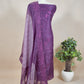 Purple Embroidered Organza Silk Unstitched Suit With Bandhani Dupatta