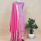 Candy Pink Pure Silk Suit with Meenakari multicolour weaving