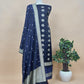 Midnight Blue Dhup chaav Pure Katan Silk Suit fabric with Meenakari zari weaving
