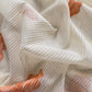 Beige With Orange Pure Cotton Linen Hand block Print Suit Fabric With Jamdani Weaving