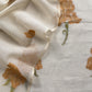 Beige With Yellow Pure Cotton Linen Hand block Print Suit Fabric With Jamdani Weaving