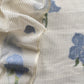 Beige With Blue Pure Cotton Linen Hand Block Print Suit Fabric With Jamdani Weaving
