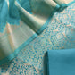Sky Blue Brocade Kurta With Organza Dupatta